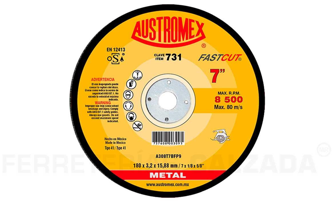 A1DCOC-MET731 - Disco De Corte 7X1/2X5/8 Austromex 731 - AUSTROMEX