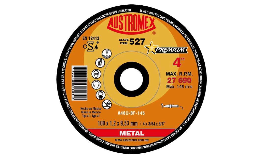 A1DCOESM527 - Disco De Corte Austromex 527 4X3/64X3/8 - AUSTROMEX