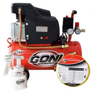 GON940P - Paquete Compresor 2.5HP 24 Litros Con Manguera Y Pistola Goni 940P