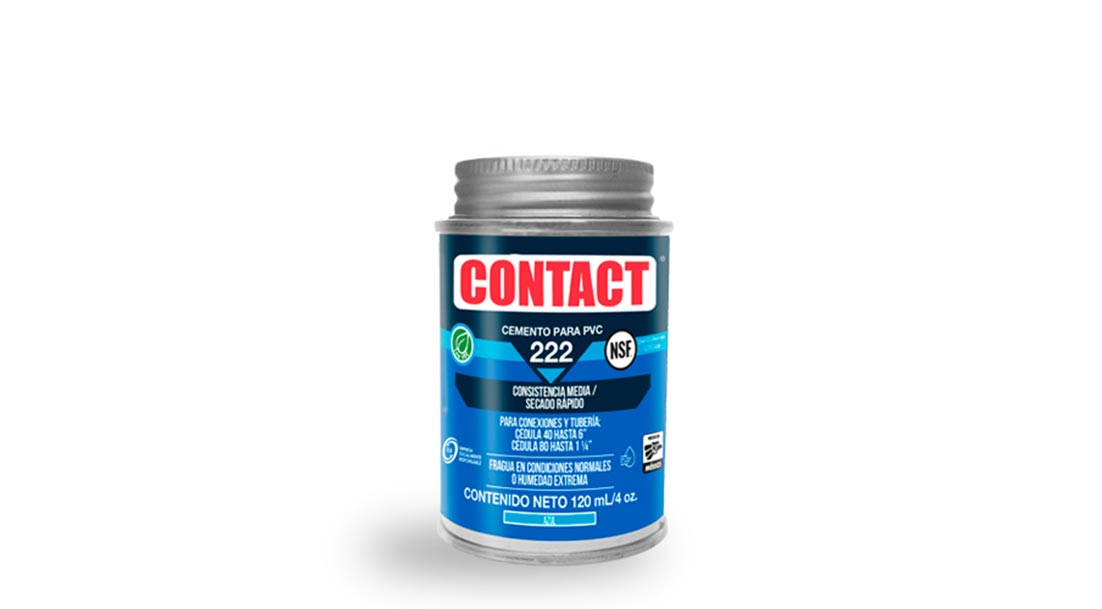 HC111493 - Cemento Para Pvc Contact 222 4OZ Con Aplicador Azul Secado Rapido - CONTACT