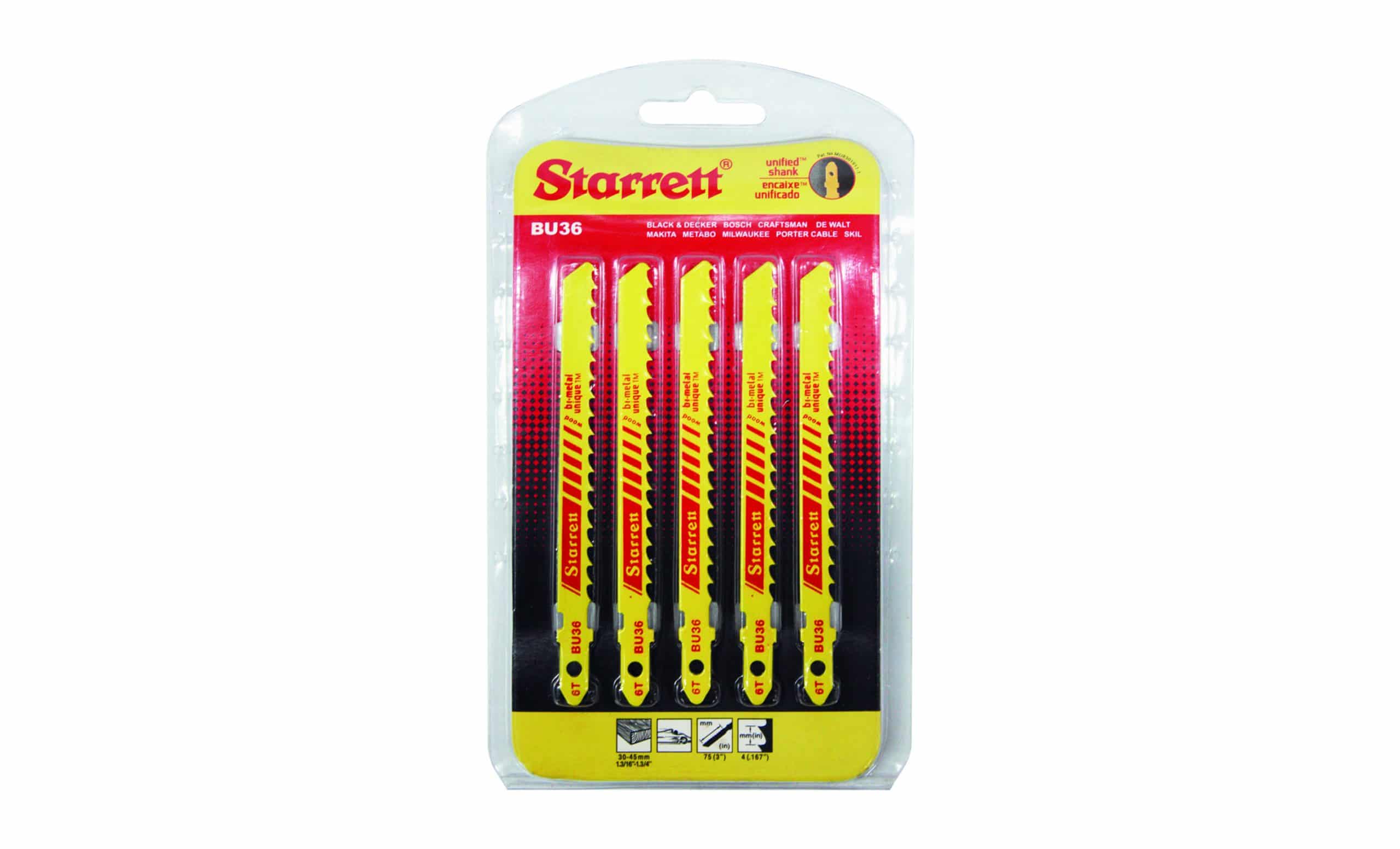 HC68315 - Seguetas Para Caladora 3X5/16X0.050 Corte En Madera 5 Pzs Starrett BU36 - STARRET