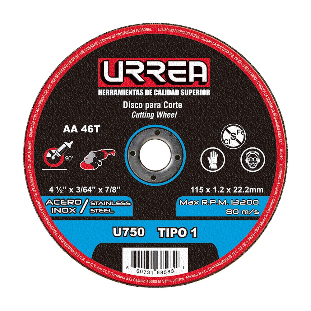 HC70994 - Disco T/1 Inox4-1/2X3/64M/Pes Urrea U750