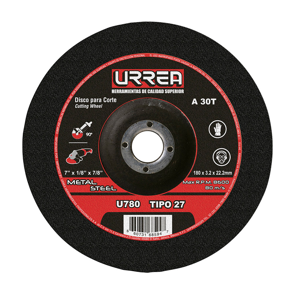HC72198 - Disco Corte Metal T27 De 7 Urrea U780 Uso Extra Pesado