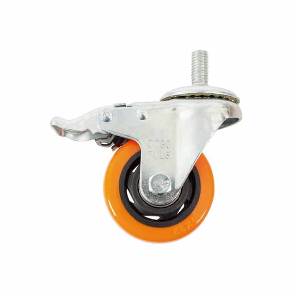 HC119320 - Rodaja De Pvc Naranja Giratoria 3 Con Espiga Roscada De 1/2 Con Freno ZF5196 - DOGOTULS